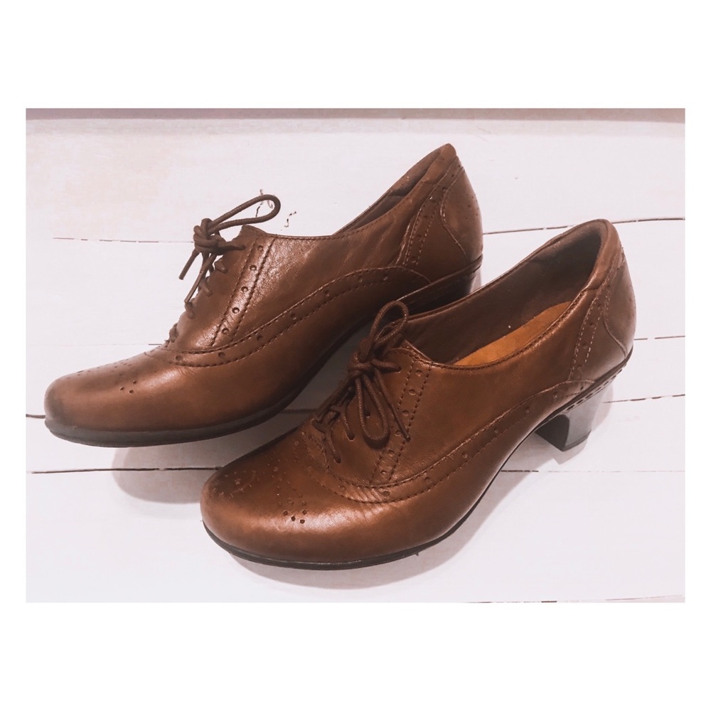Brown low high heels